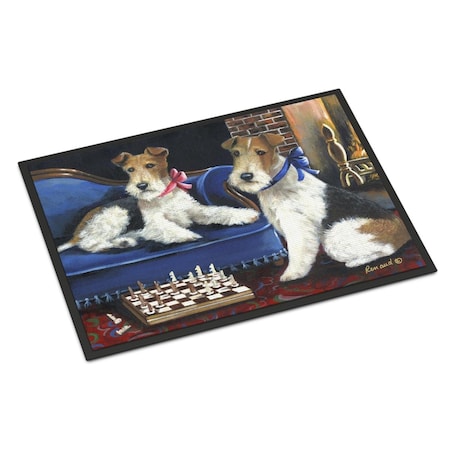 Carolines Treasures 24 x 36 in. Fox Terrier Checkmates Indoor or Outdoor Mat PPP3261JMAT
